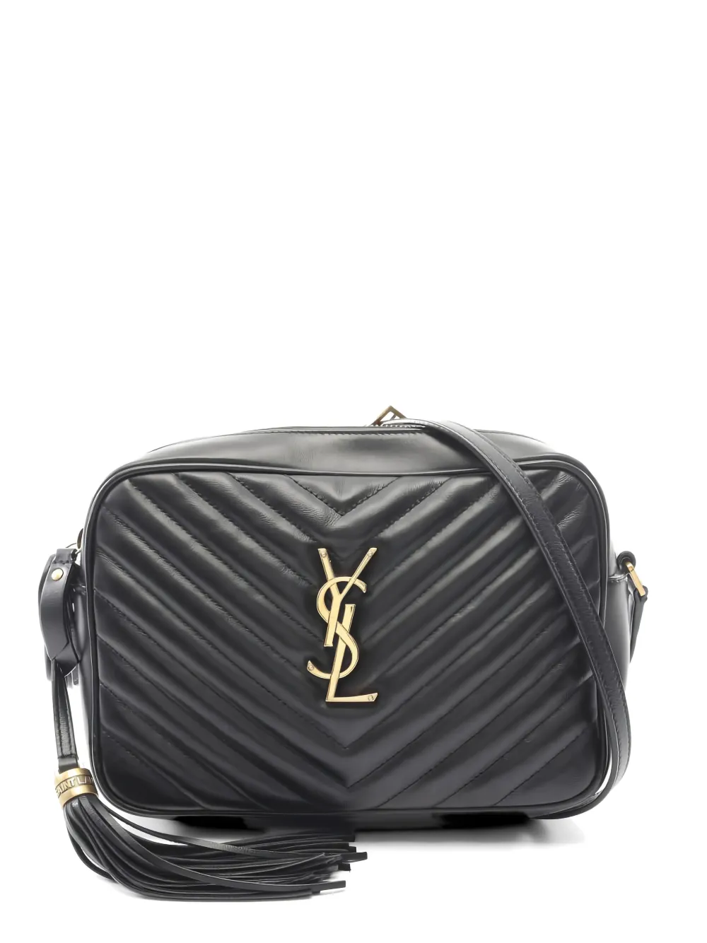 Saint Laurent Pre-Owned 2010s Lou chevron-pattern leather shoulder bag - Nero