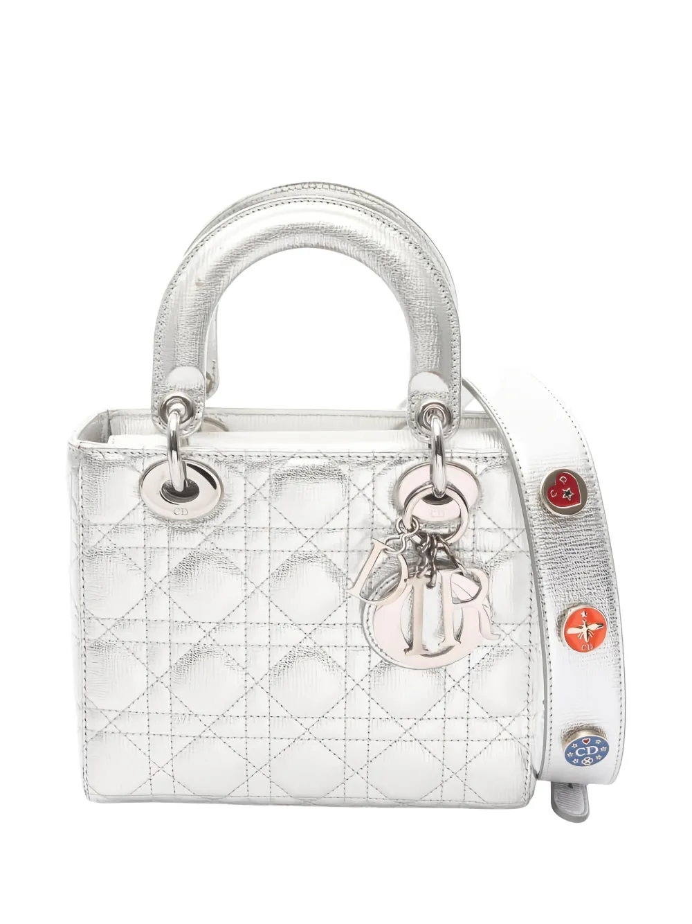 Christian Dior Pre-Owned 2000s Lady Dior Canage leather tote bag – Silver