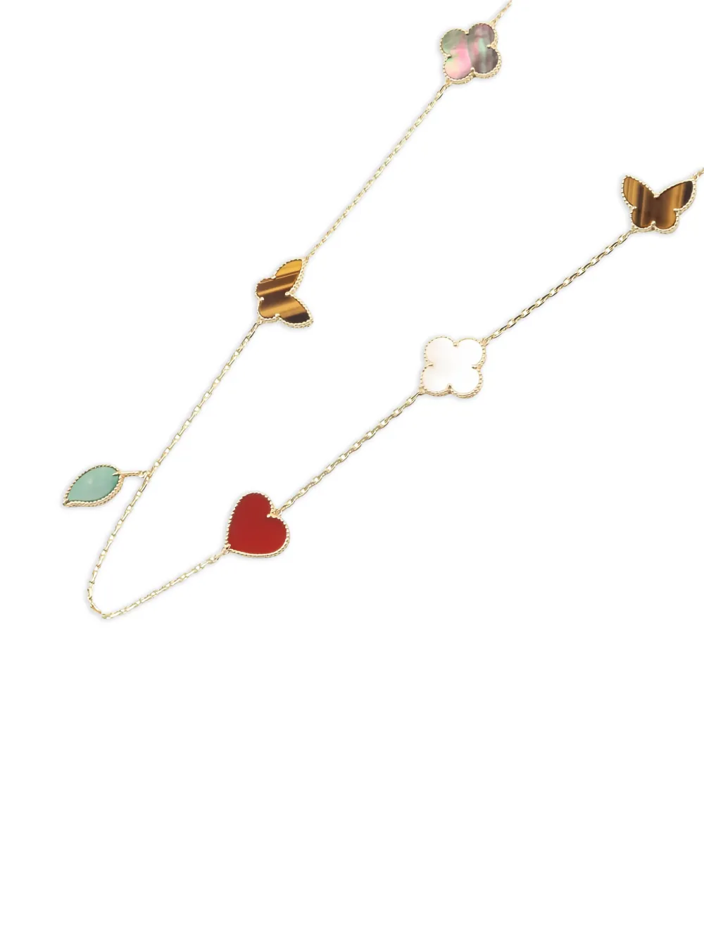 Van Cleef & Arpels Pre-Owned 2010S Lucky Alhambra motif chain multi-stone necklace - Oro