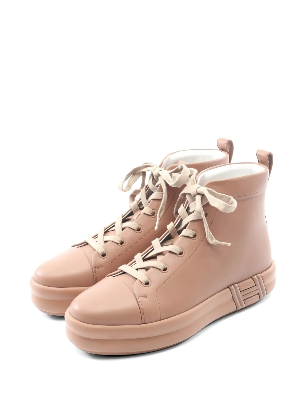 Hermès Pre-Owned 2020s Happiness high-top leather sneakers - Rosa