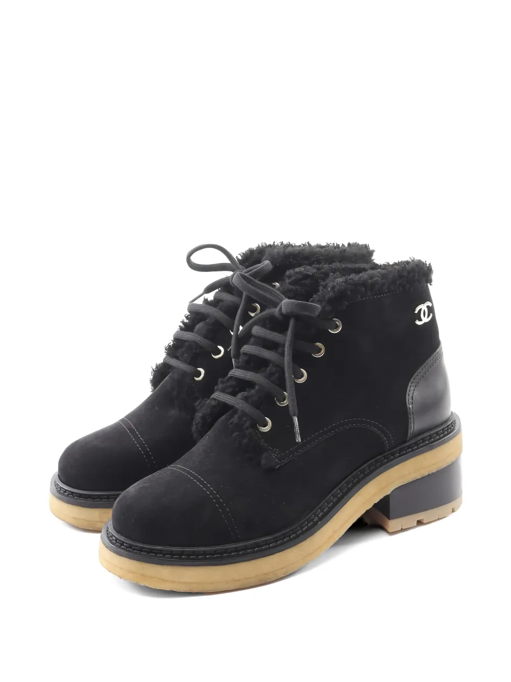 CHANEL Pre-Owned 1986 coco mark lace-up boots - Schwarz