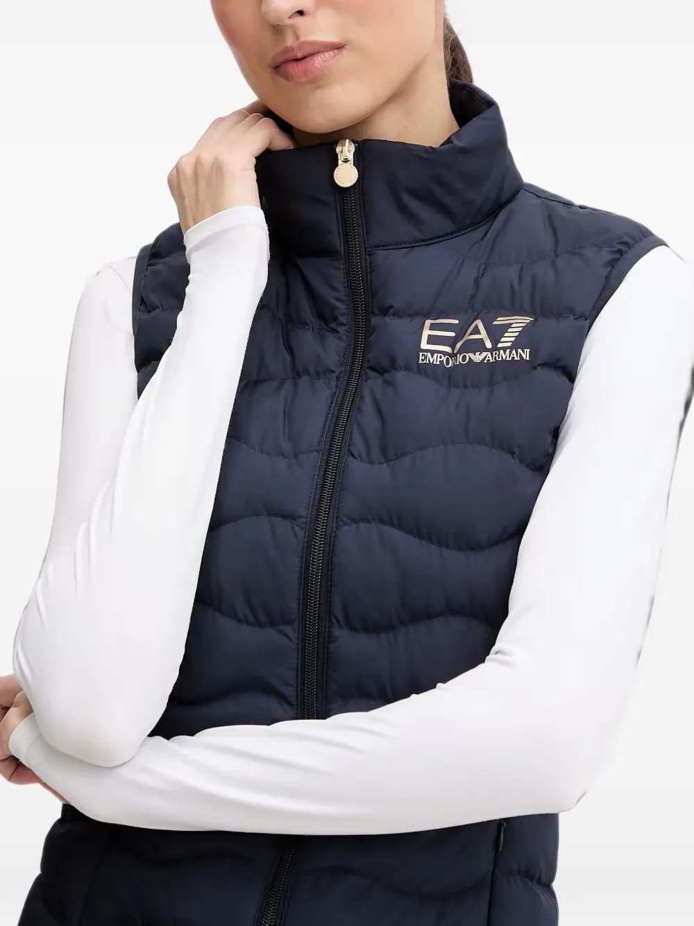 Ea7 Emporio Armani quilted gilet Blauw