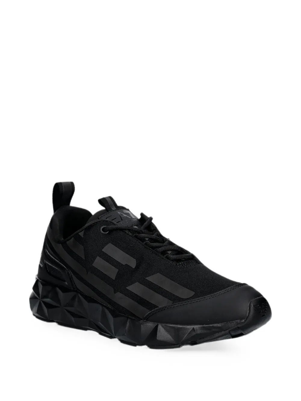 Ea7 Emporio Armani logo-print faceted-sole sneakers Zwart