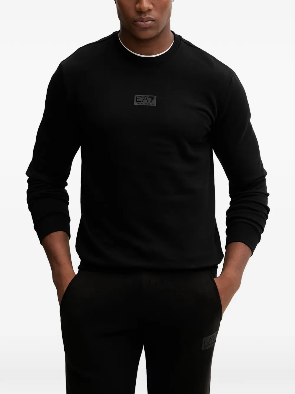 Ea7 Emporio Armani Felpa girocollo con logo - Nero
