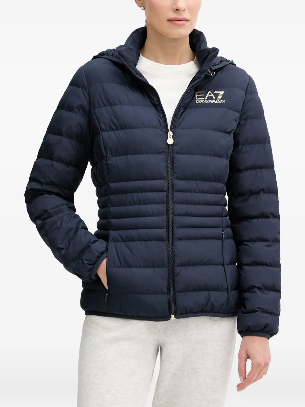 Ea7 Emporio Armani quilted hooded jacket - Blu
