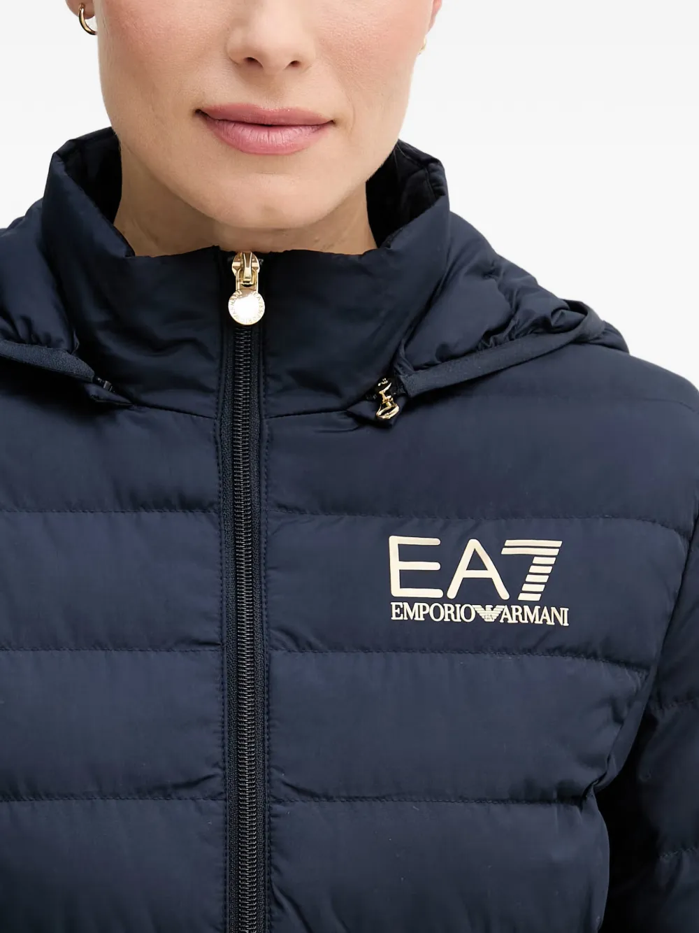 Ea7 Emporio Armani Gevoerd jack met capuchon Blauw