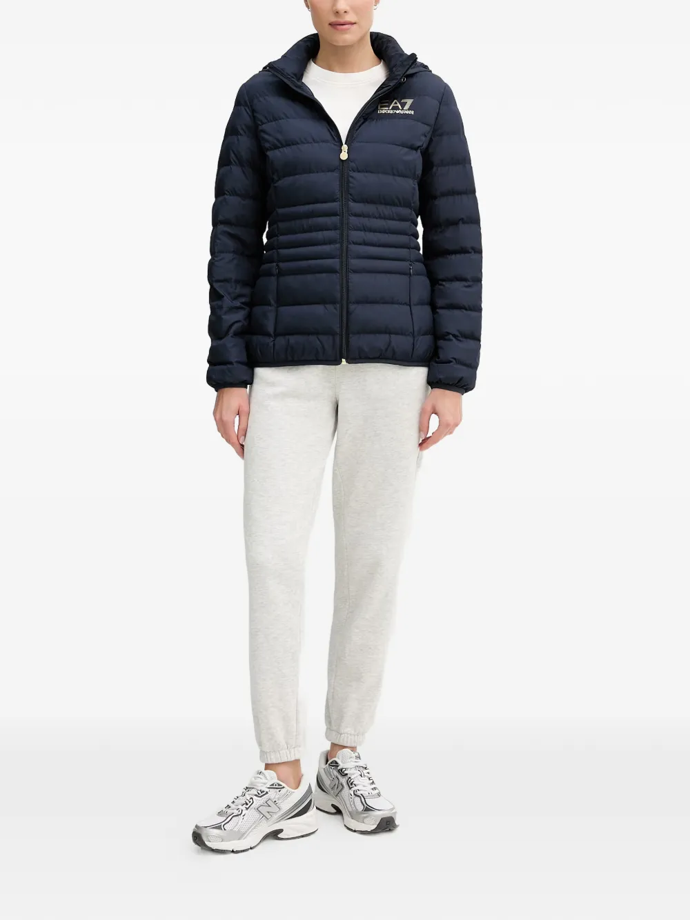 Ea7 Emporio Armani Gevoerd jack met capuchon Blauw