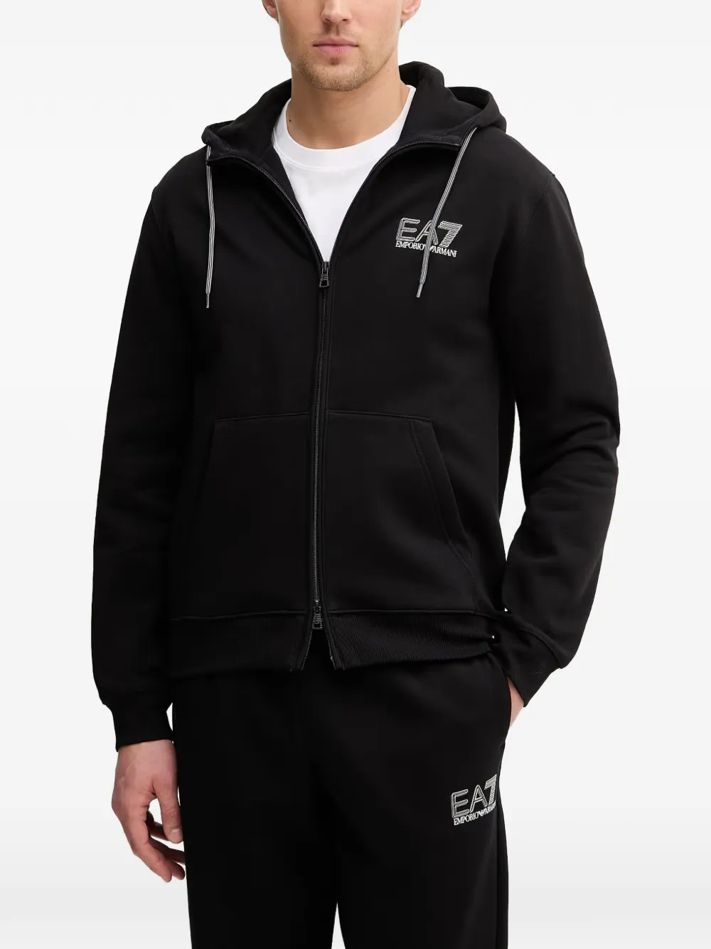 Ea7 Emporio Armani Hoodie met rits Zwart