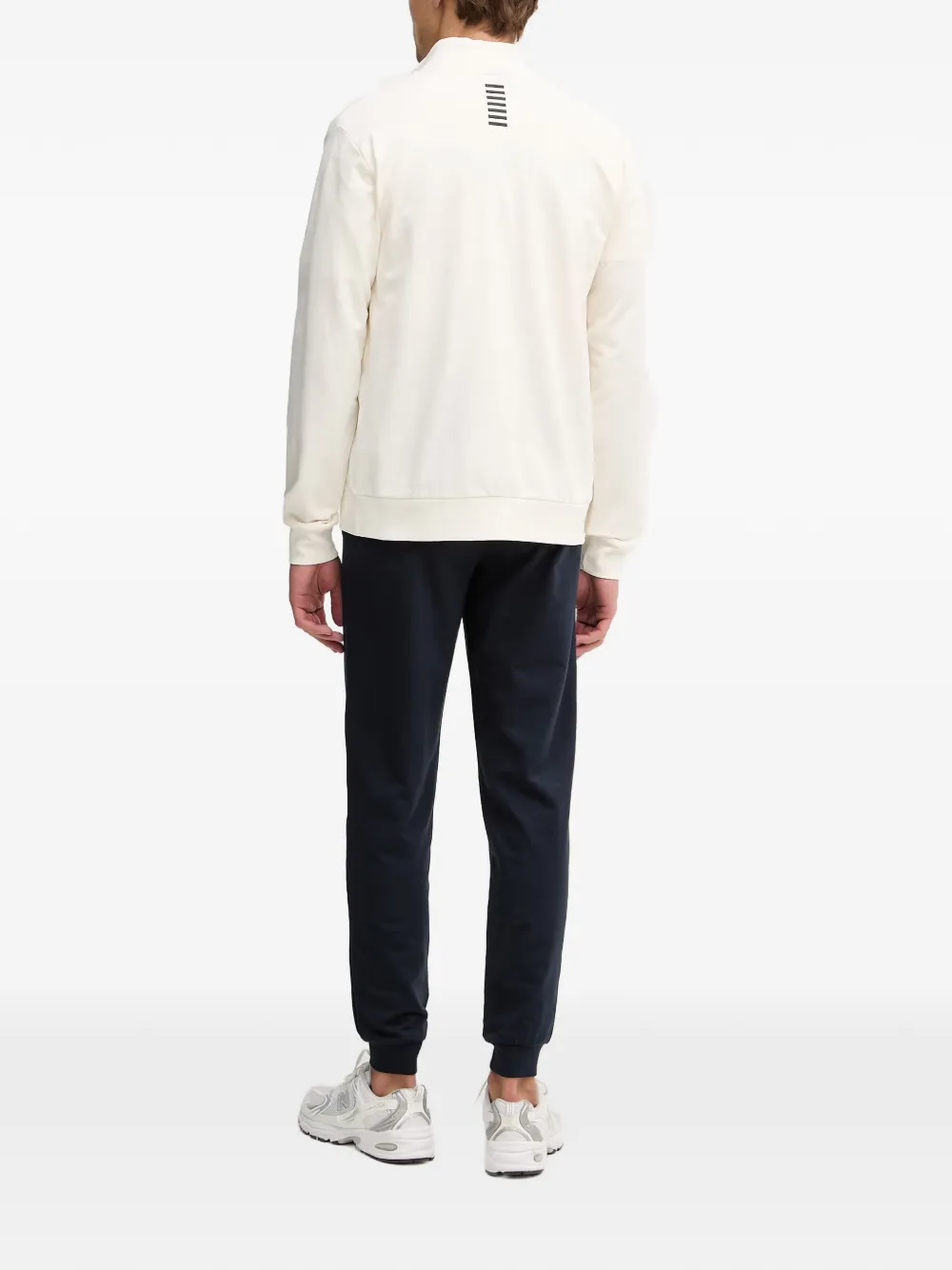Ea7 Emporio Armani Sweater met ronde hoge hals en rits Beige
