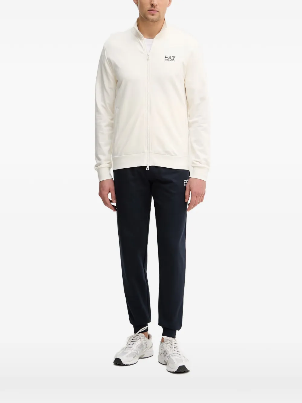 Ea7 Emporio Armani Felpa con zip e collo rialzato - Toni neutri