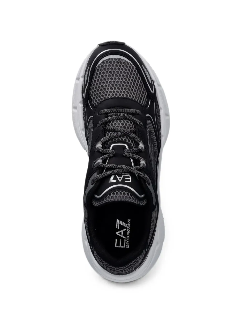 Ea7 Emporio Armani logo-print mesh sneakers Zwart