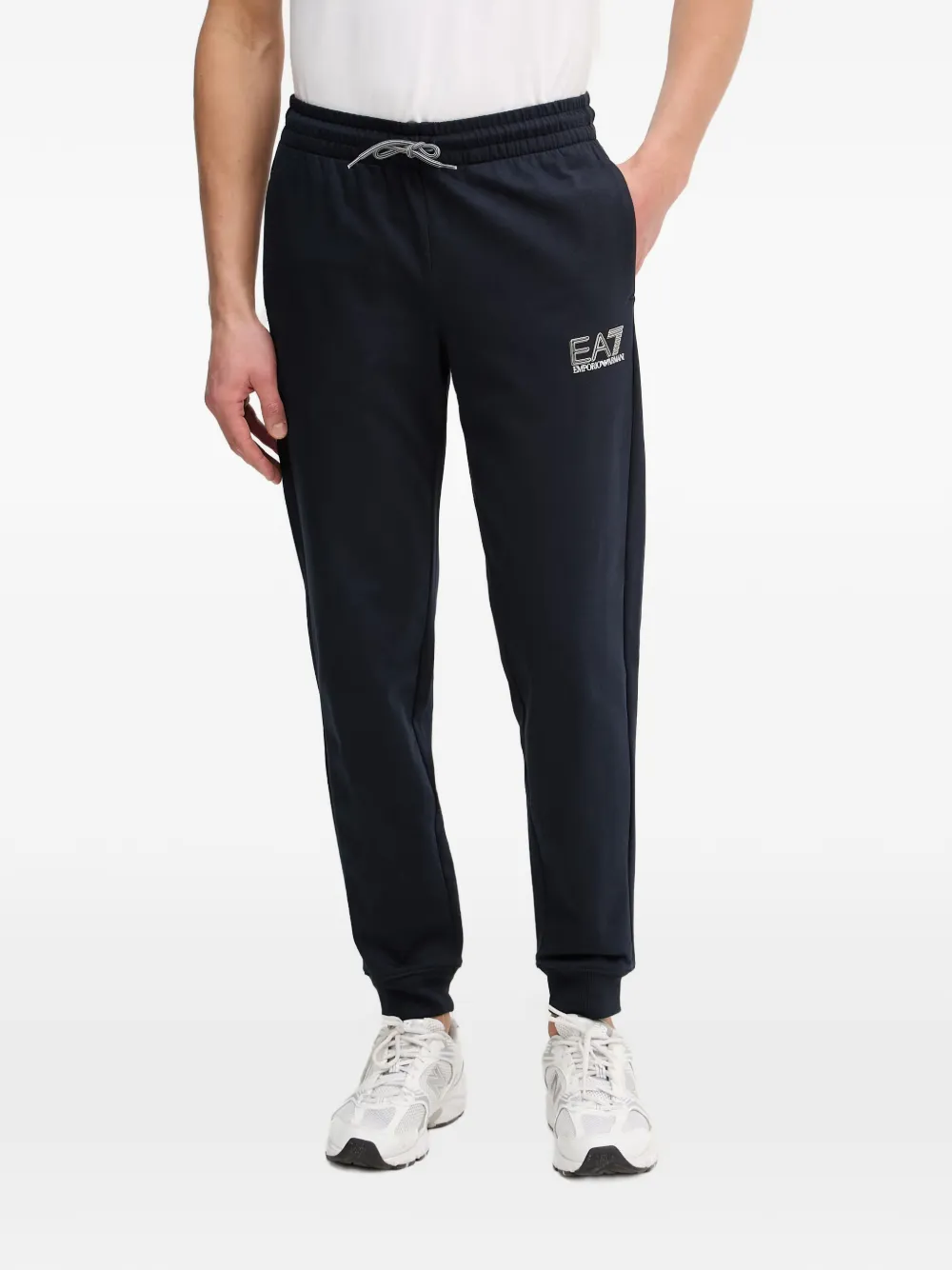 Ea7 Emporio Armani Gebreid vest met rits en logo Blauw