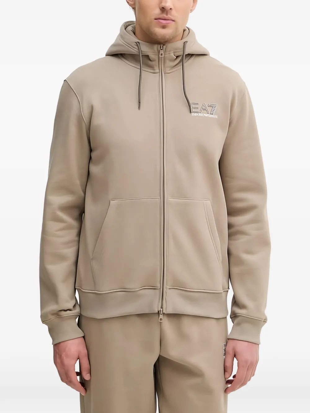 Ea7 Emporio Armani long-sleeve zip-up hoodie - Toni neutri