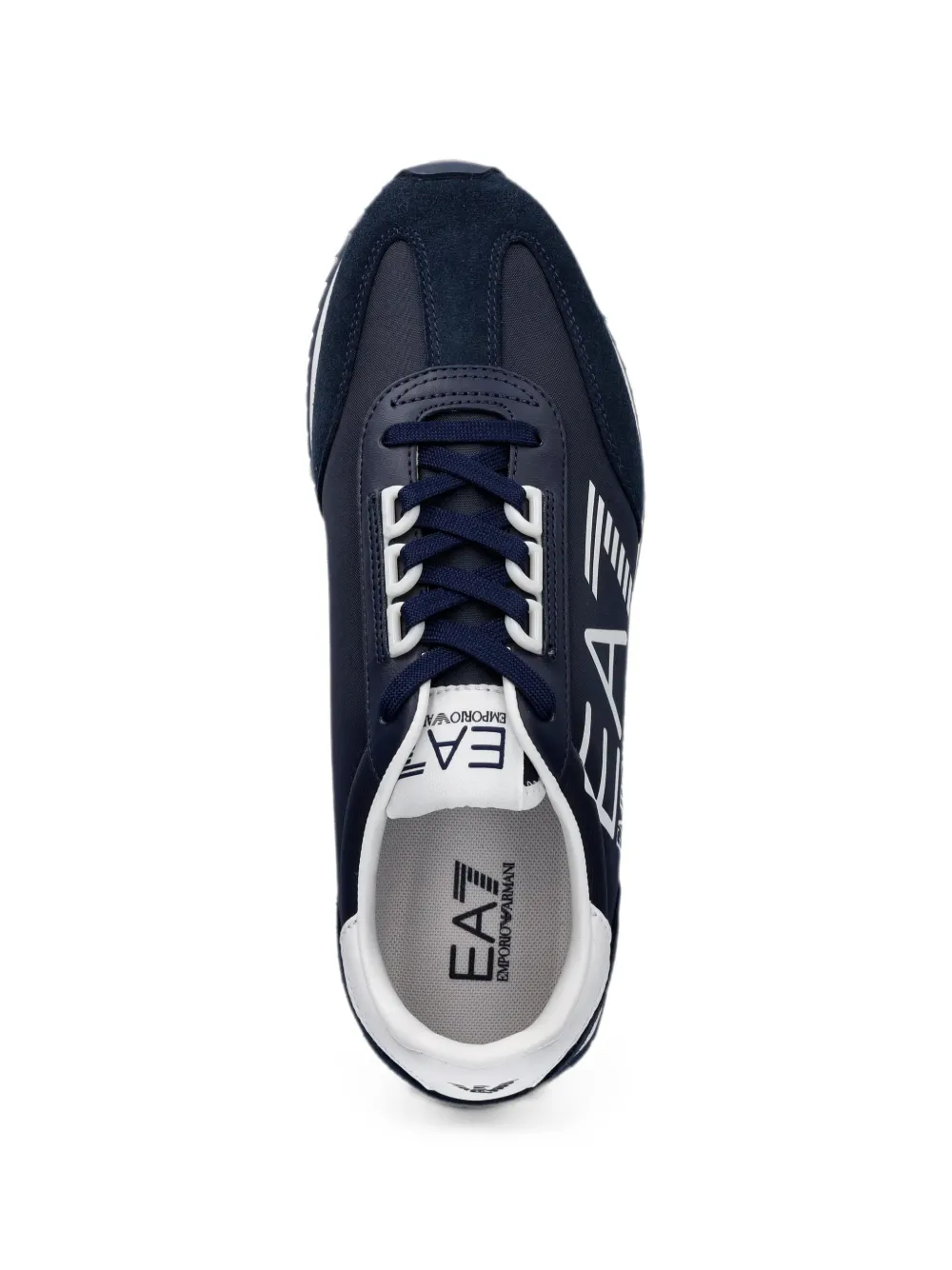 Ea7 Emporio Armani logo-print panelled sneakers Blauw