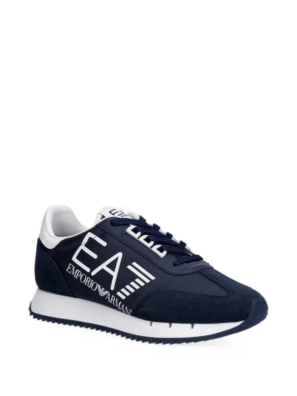 Ea7 Emporio Armani logo-print panelled sneakers Blauw