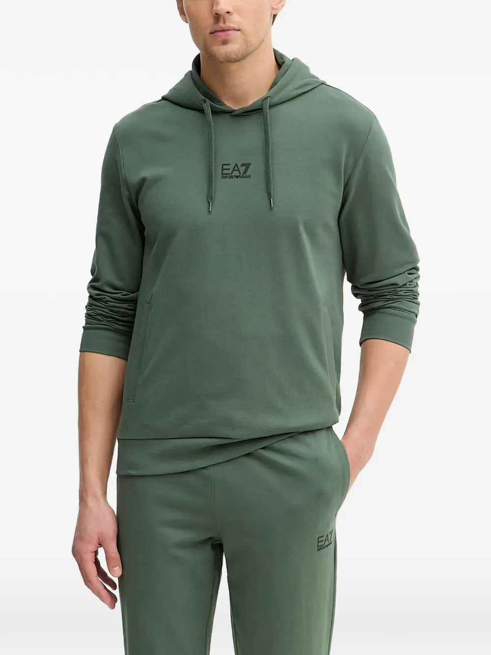 Ea7 Emporio Armani drawstring logo-detail hoodie - Verde