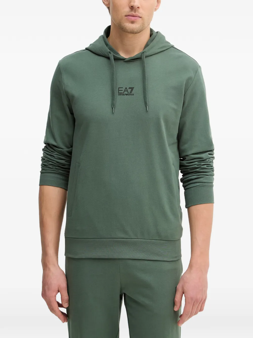 Ea7 Emporio Armani Hoodie met trekkoord en logodetail Groen