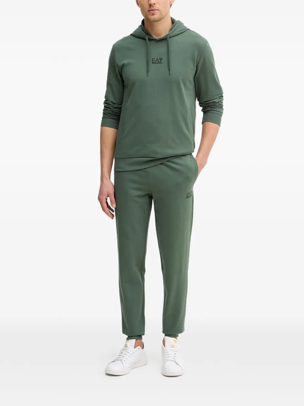 Ea7 Emporio Armani drawstring logo-detail hoodie - Grün