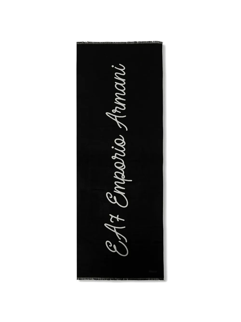 Ea7 Emporio Armani logo-script frayed-edge scarf - Nero