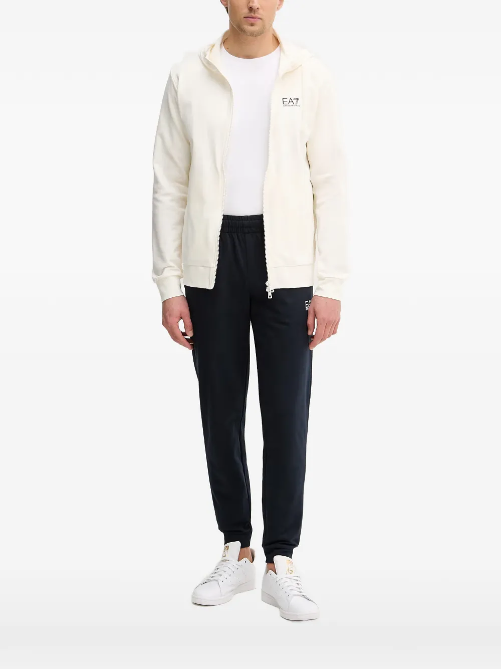 Ea7 Emporio Armani logo-print zip-up hoodie - Toni neutri