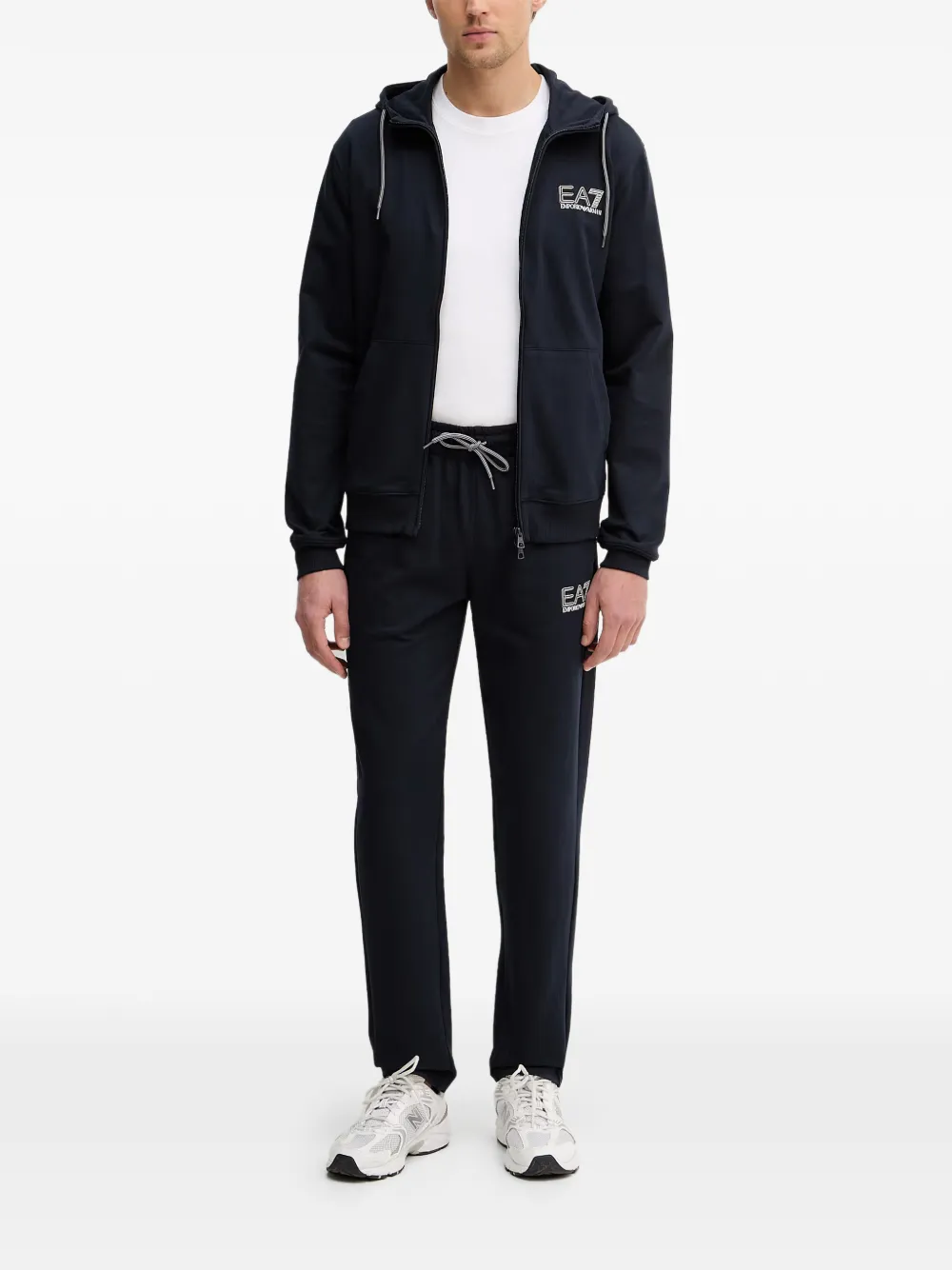Ea7 Emporio Armani logo-detail hoodie tracksuit - Blu