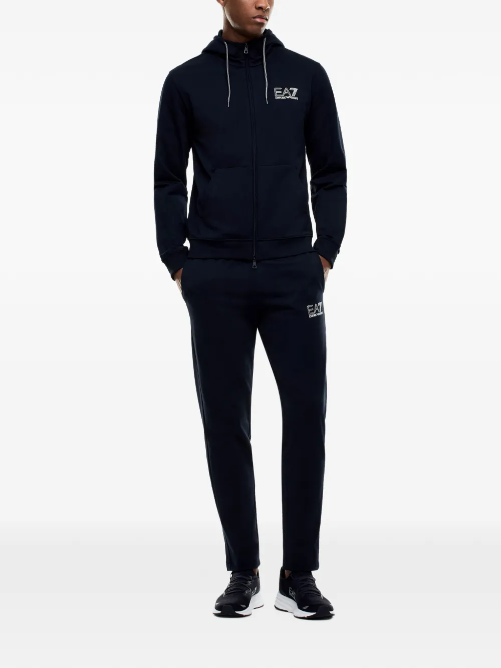 Ea7 Emporio Armani pure cotton tracksuit with hood Blauw