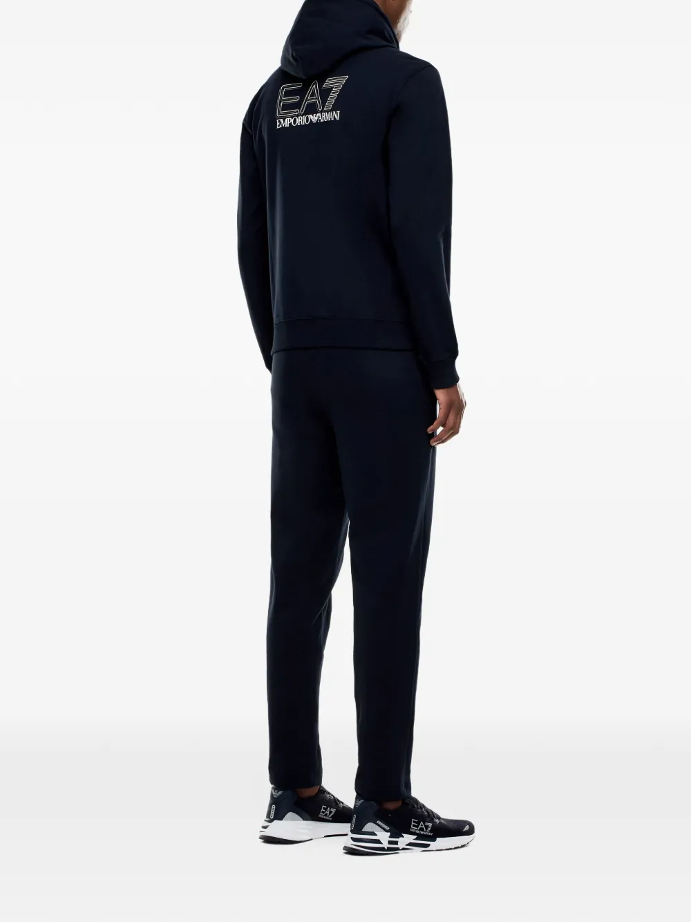 Ea7 Emporio Armani pure cotton tracksuit with hood Blauw