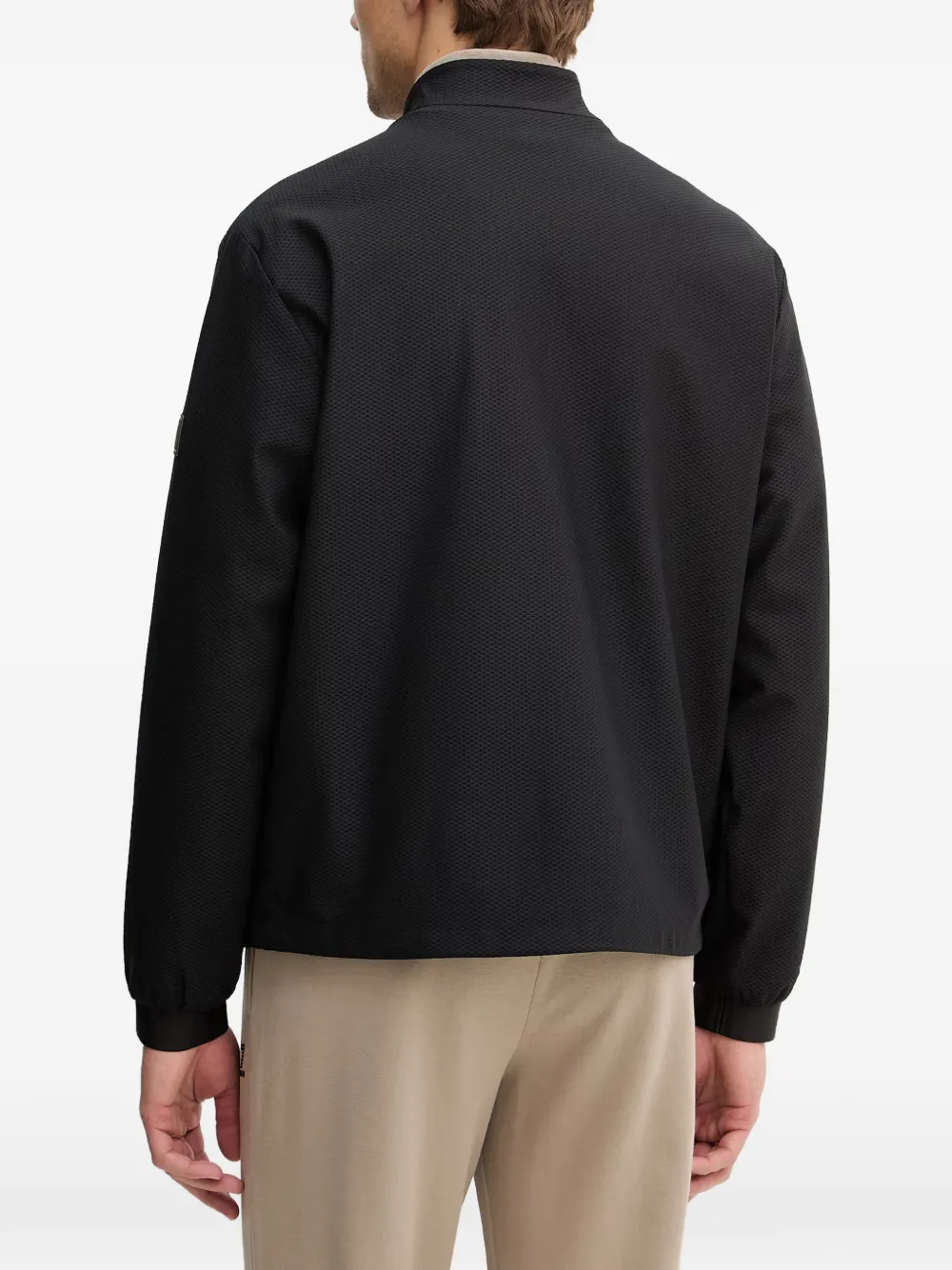 Ea7 Emporio Armani zipped geometric bomber jacket Zwart