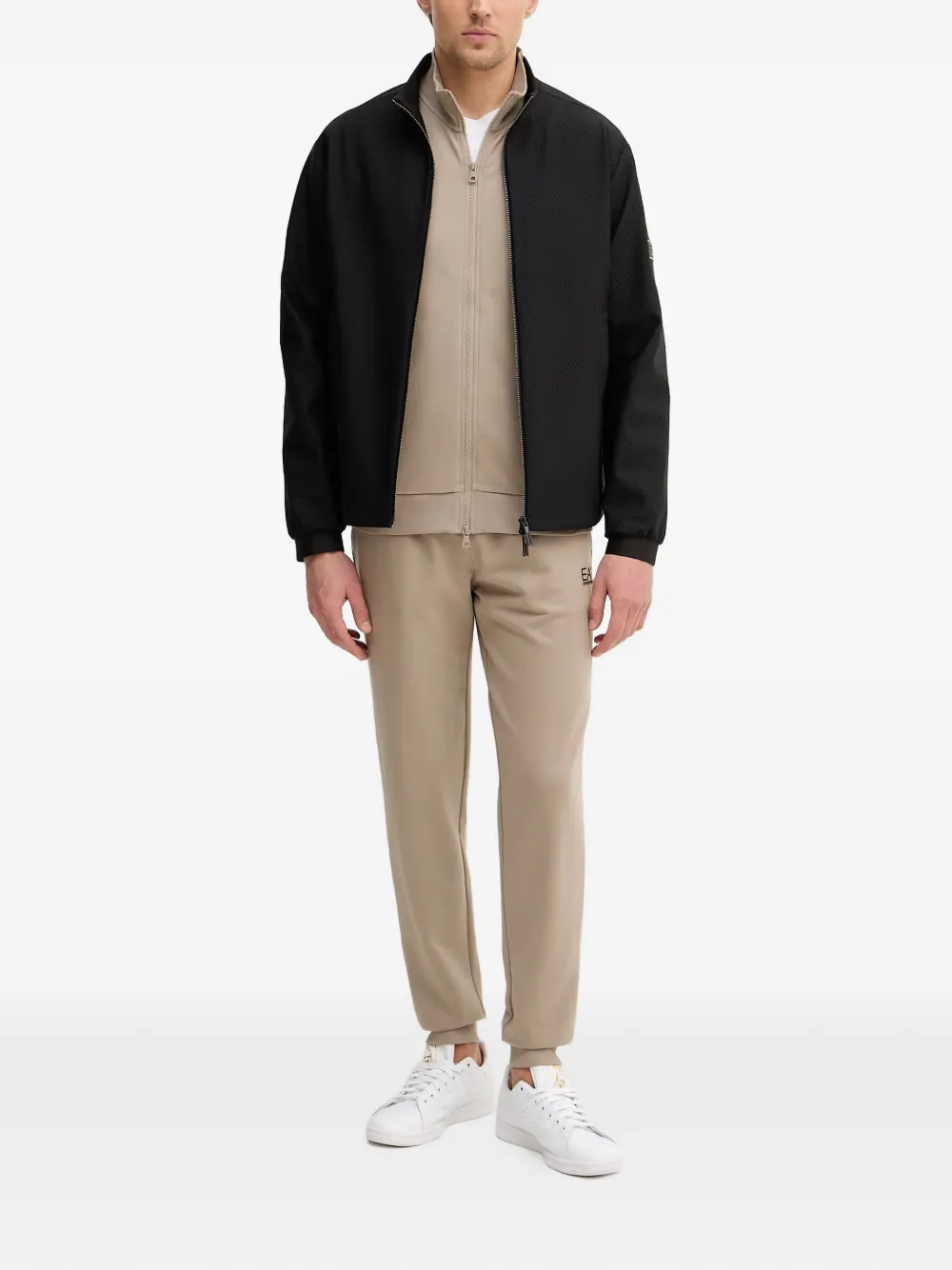 Ea7 Emporio Armani zipped geometric bomber jacket Zwart