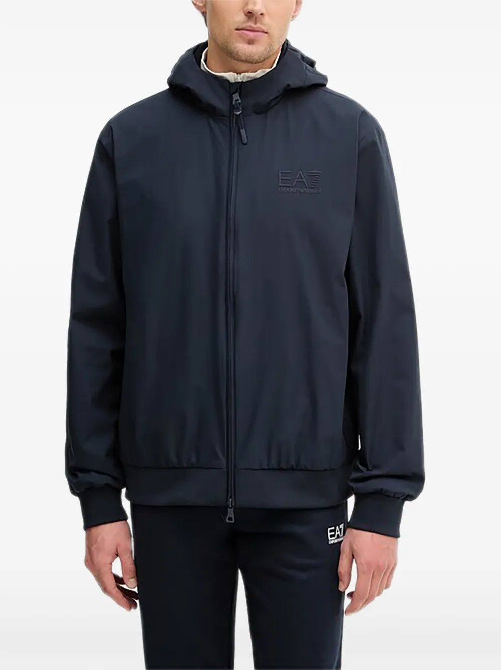 Ea7 Emporio Armani zip-up hooded jacket - Blu