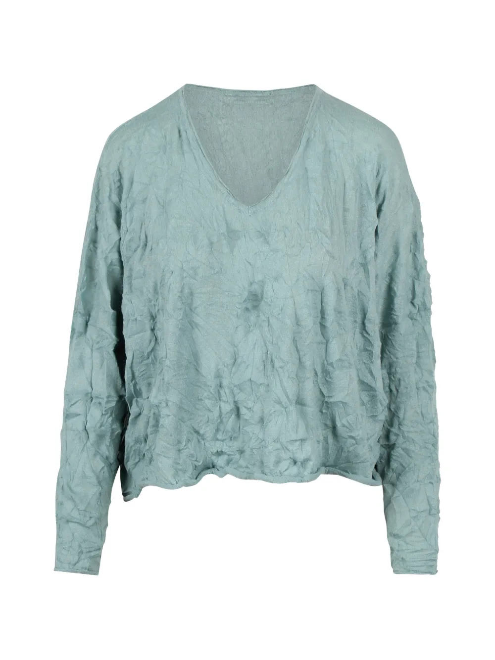 Black Label Crinkled-effect V-neck Sweater In Blue