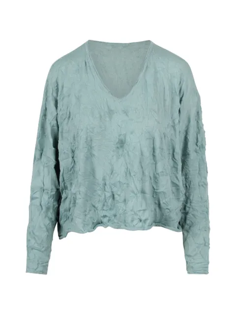 Black Label crinkled-effect V-neck sweater