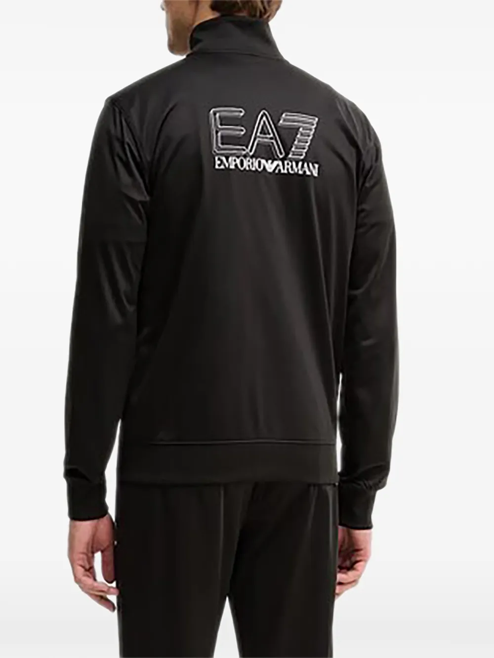 Ea7 Emporio Armani Sweater met logo en rits Zwart