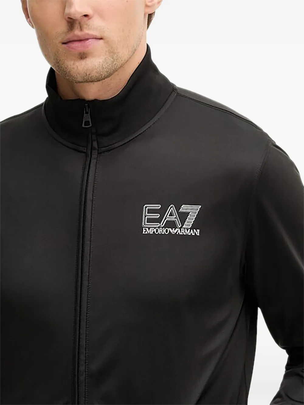 Ea7 Emporio Armani Sweater met logo en rits Zwart