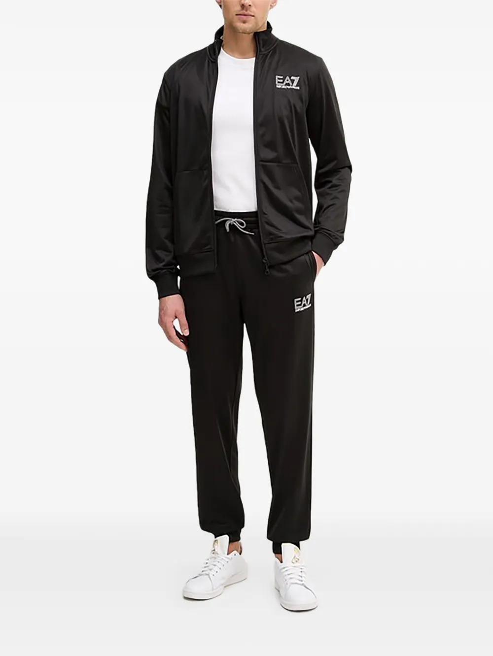 Ea7 Emporio Armani Sweater met logo en rits Zwart