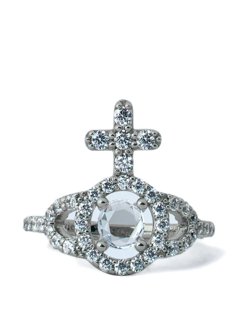 Vivienne Westwood cross orb crystal ring - Argento