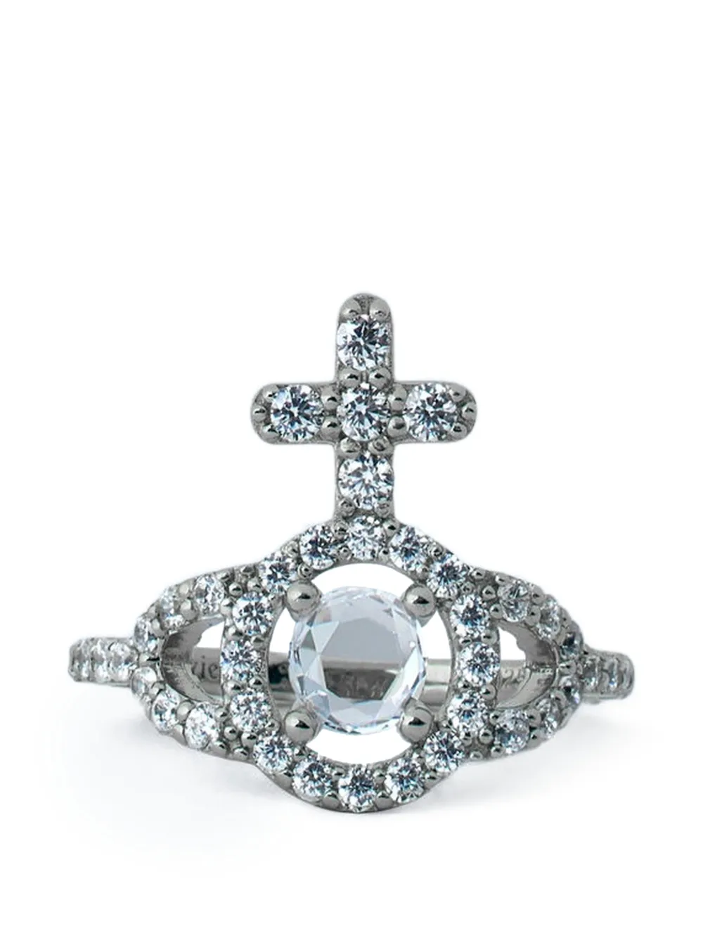 Vivienne Westwood cross orb crystal ring - Argento