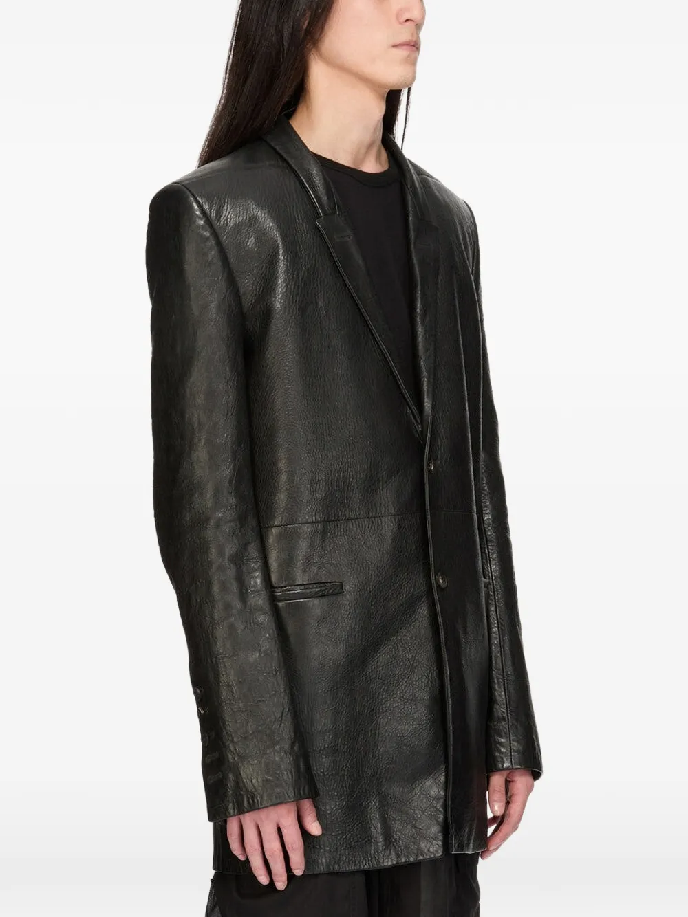 Rick Owens Concordian leren jack Zwart
