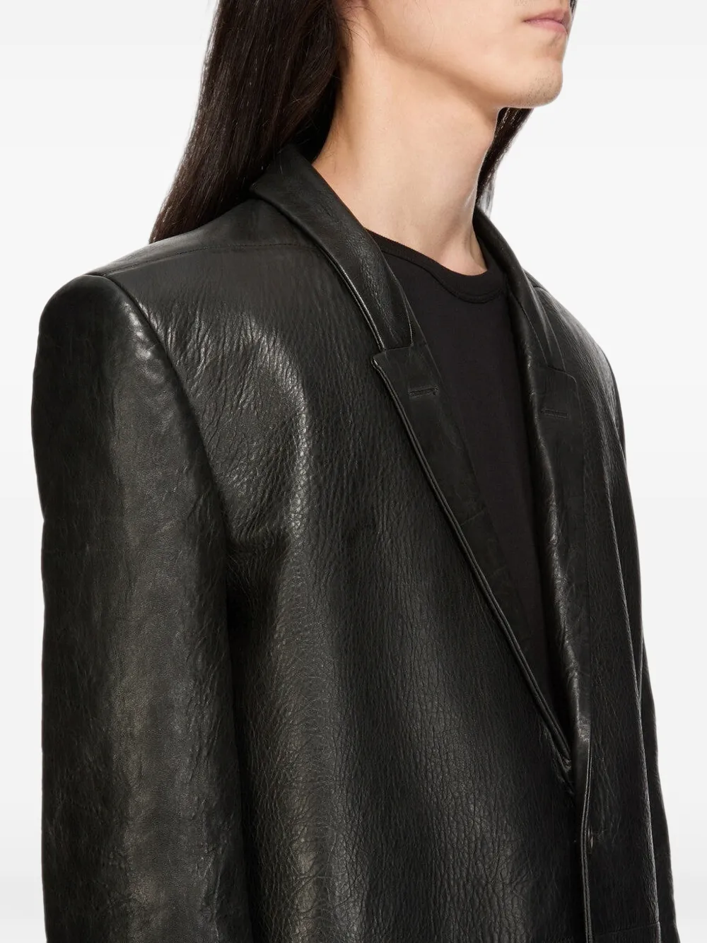 Rick Owens Concordian leren jack Zwart