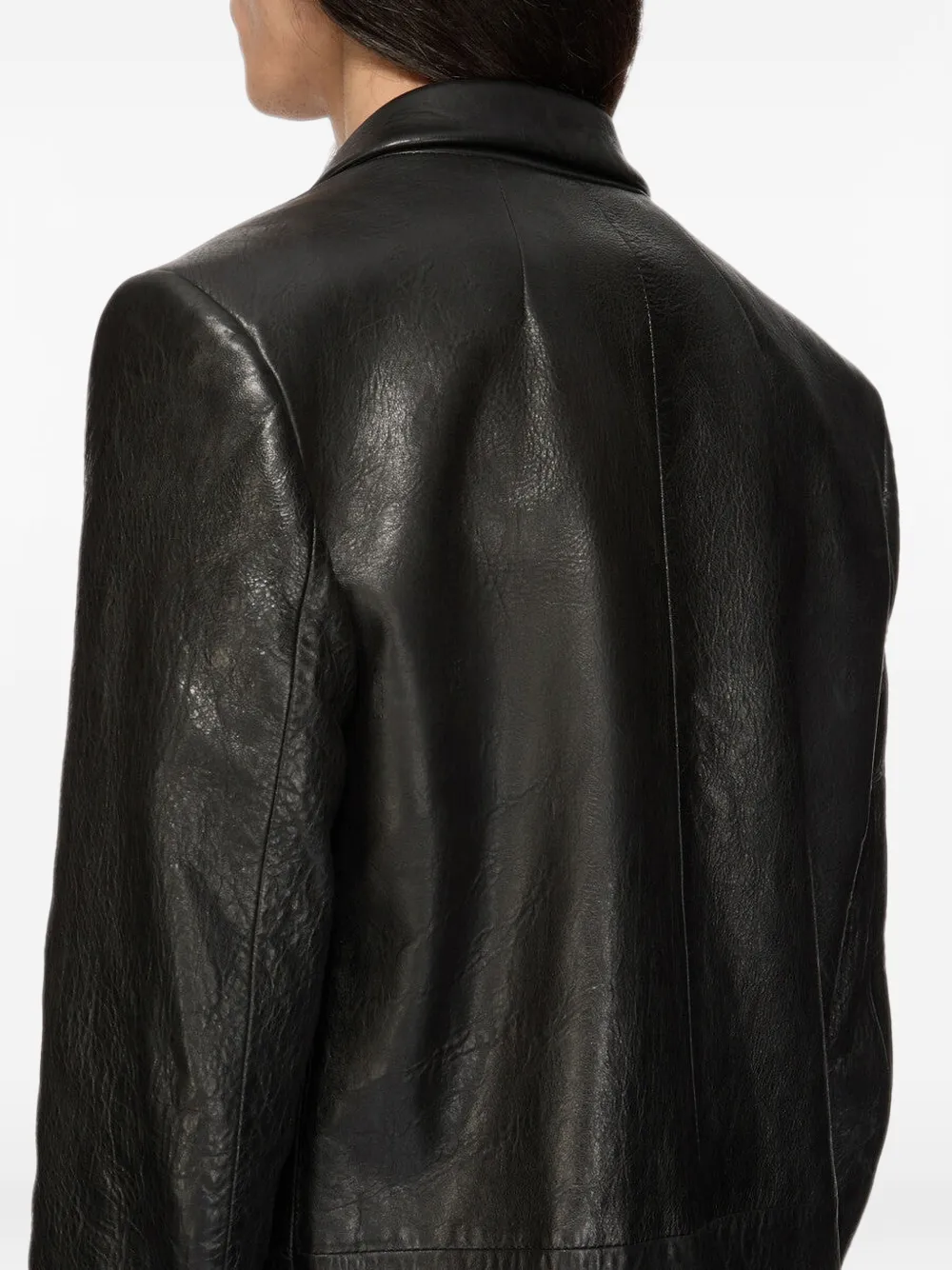 Rick Owens Concordian leren jack Zwart