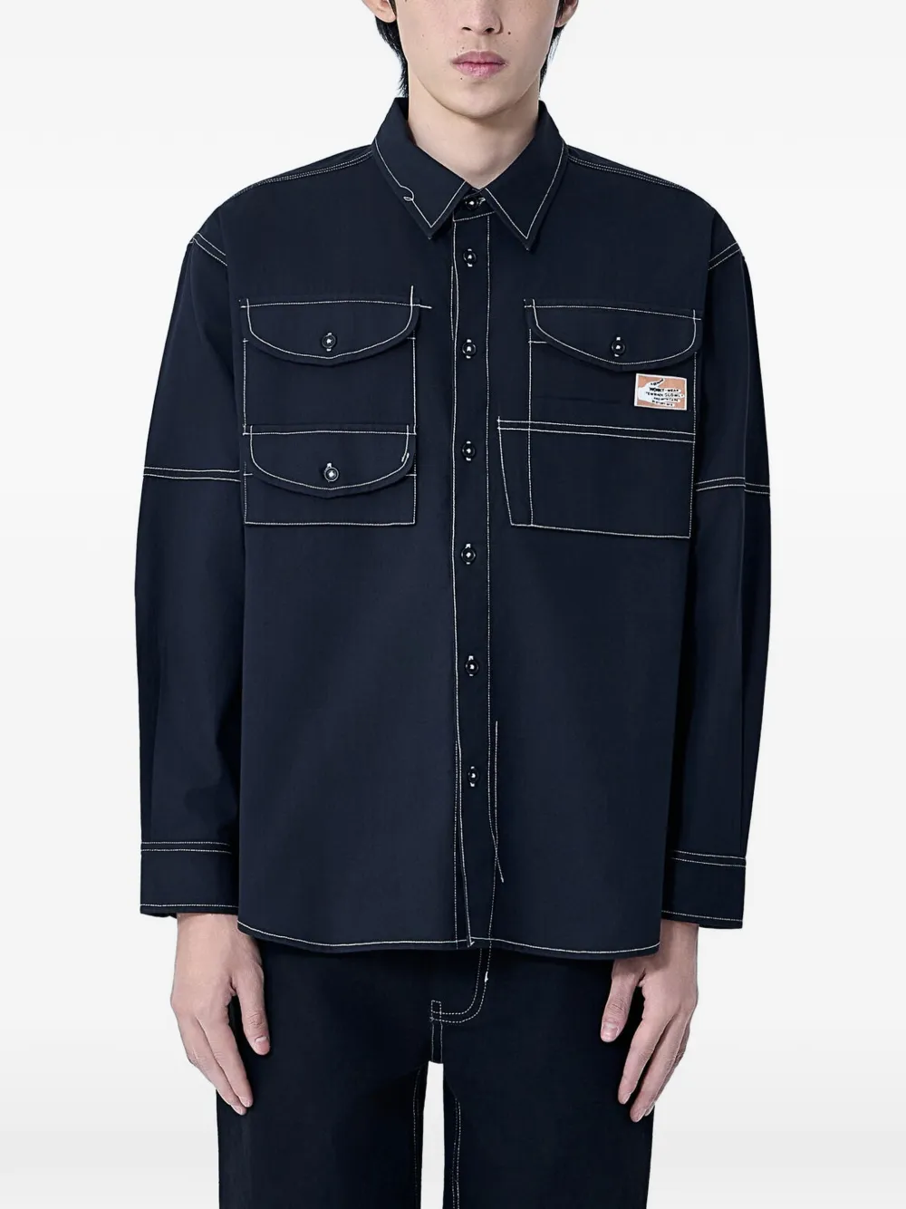 STORY mfg. logo-patch shirt - Nero