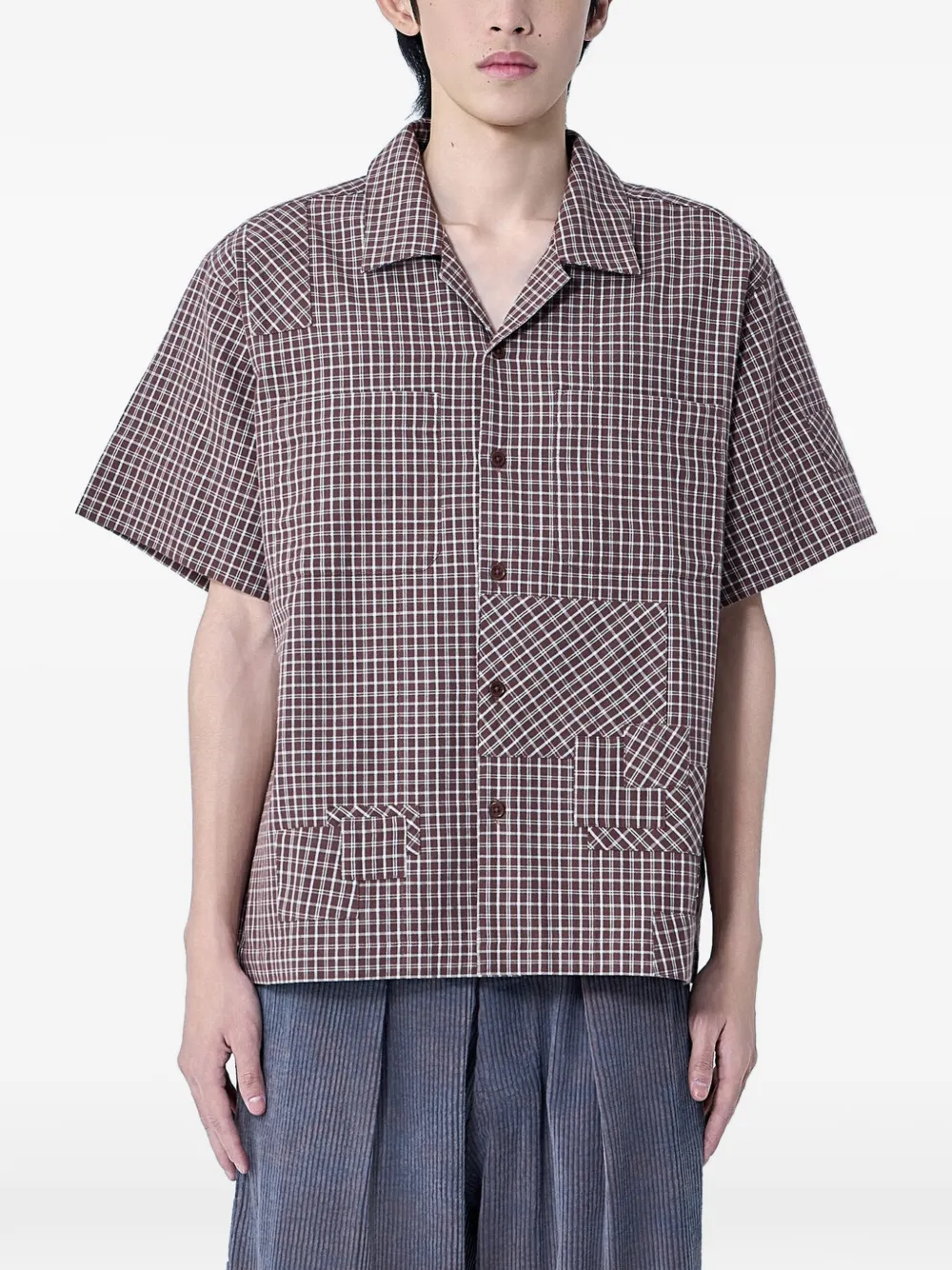 STORY mfg. check-pattern shirt - Marrone