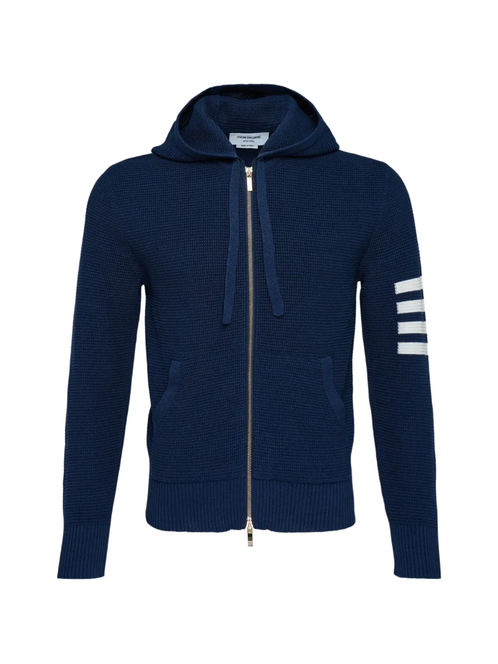 Thom Browne waffle-knit hoodie - Blu