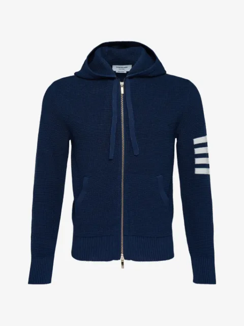 Thom Browne 4-Bar textured-stitch zip-up hoodie