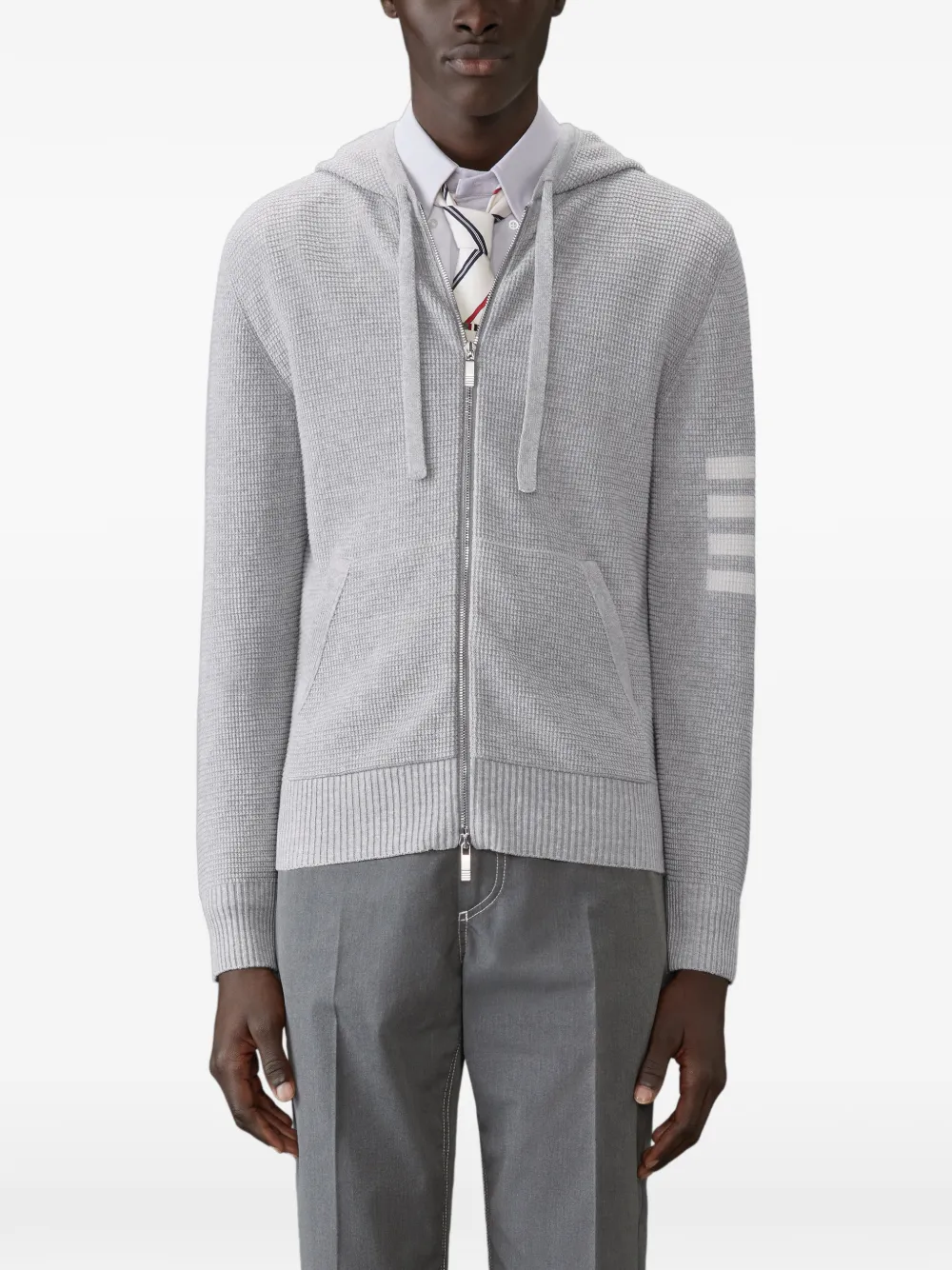 Thom Browne waffle-knit hoodie - Blu