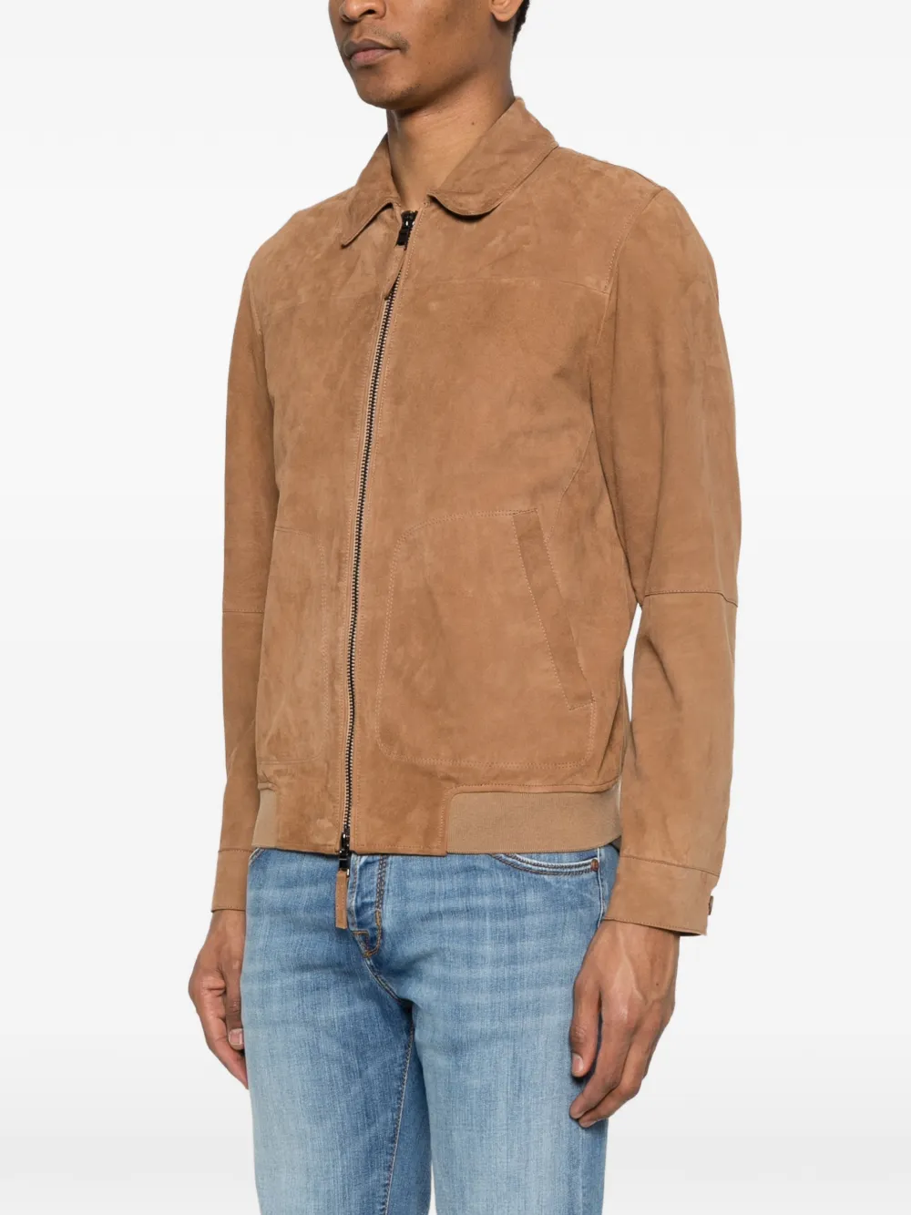 Bully Zip-up Suede Jacket - Brown 