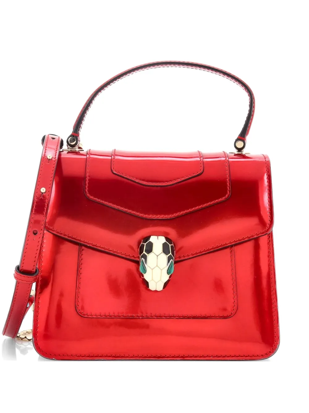 Bvlgari Pre-Owned Serpenti Top Handle Bag Patent Small satchel - Rosso