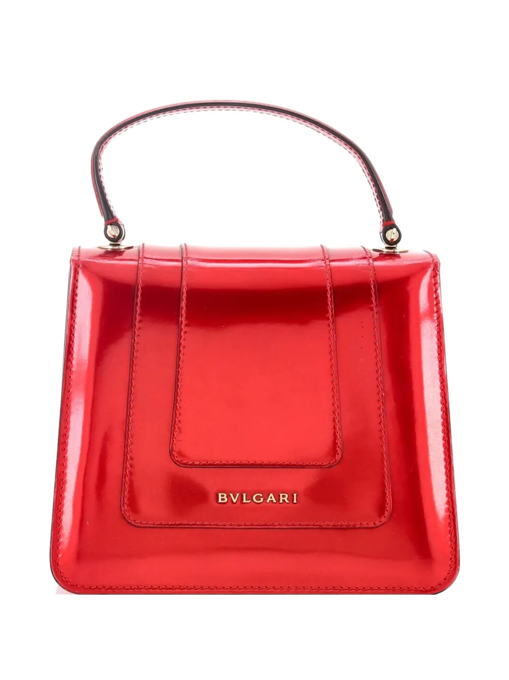  Bvlgari Pre-owned Serpenti Top Handle Bag Patent Small Satchel - Red 