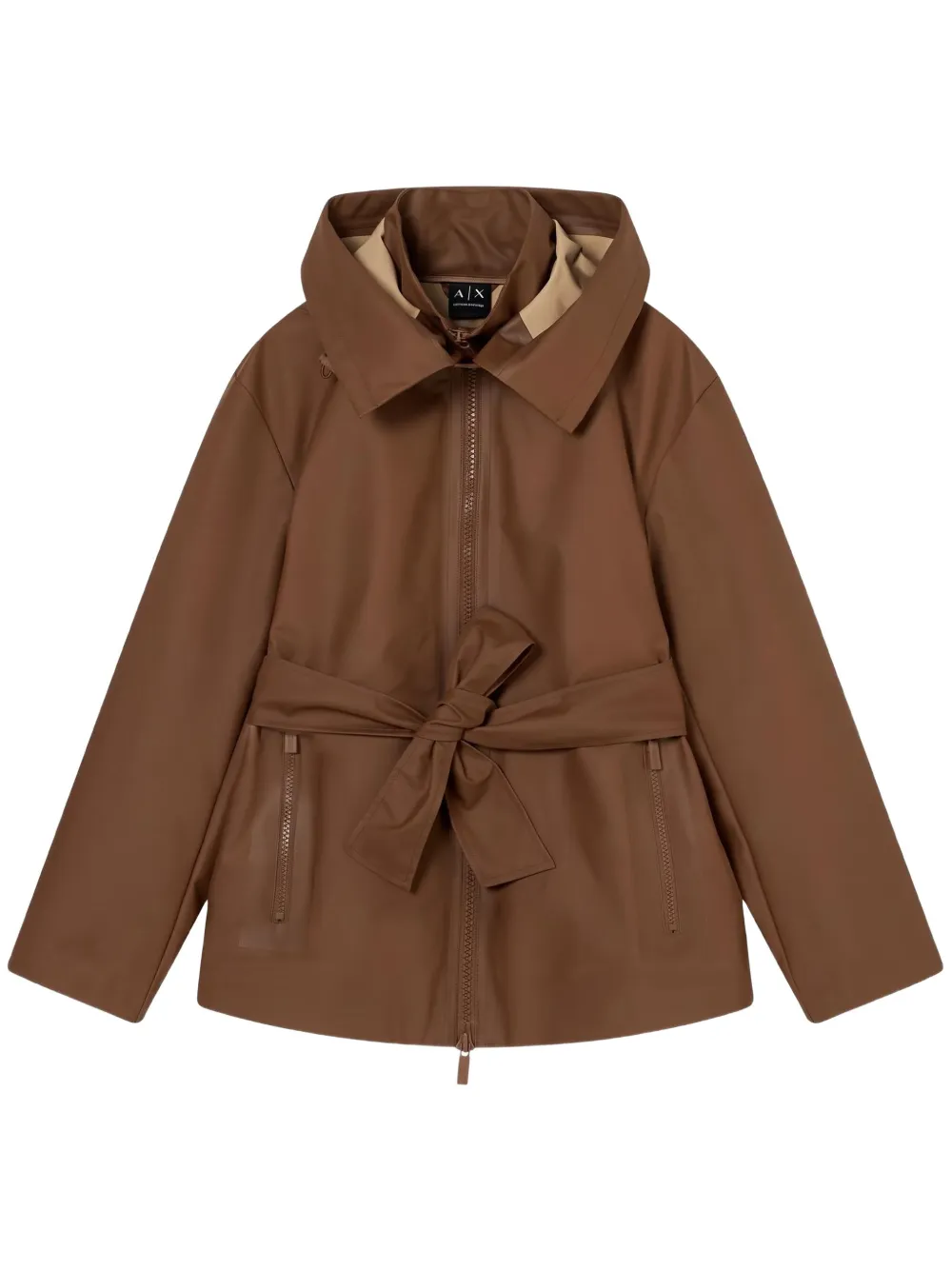Armani Exchange belted hooded jacket Bruin
