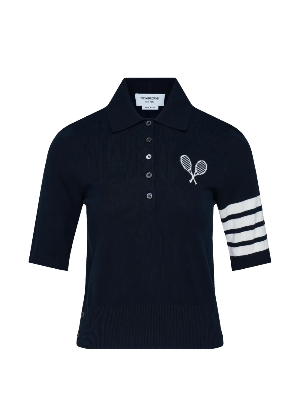 Thom Browne tennis-intarsia polo shirt - Blau